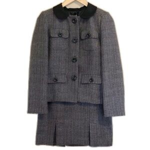 Kasper 4P Black Tweed Skirt Suit 4 Petite